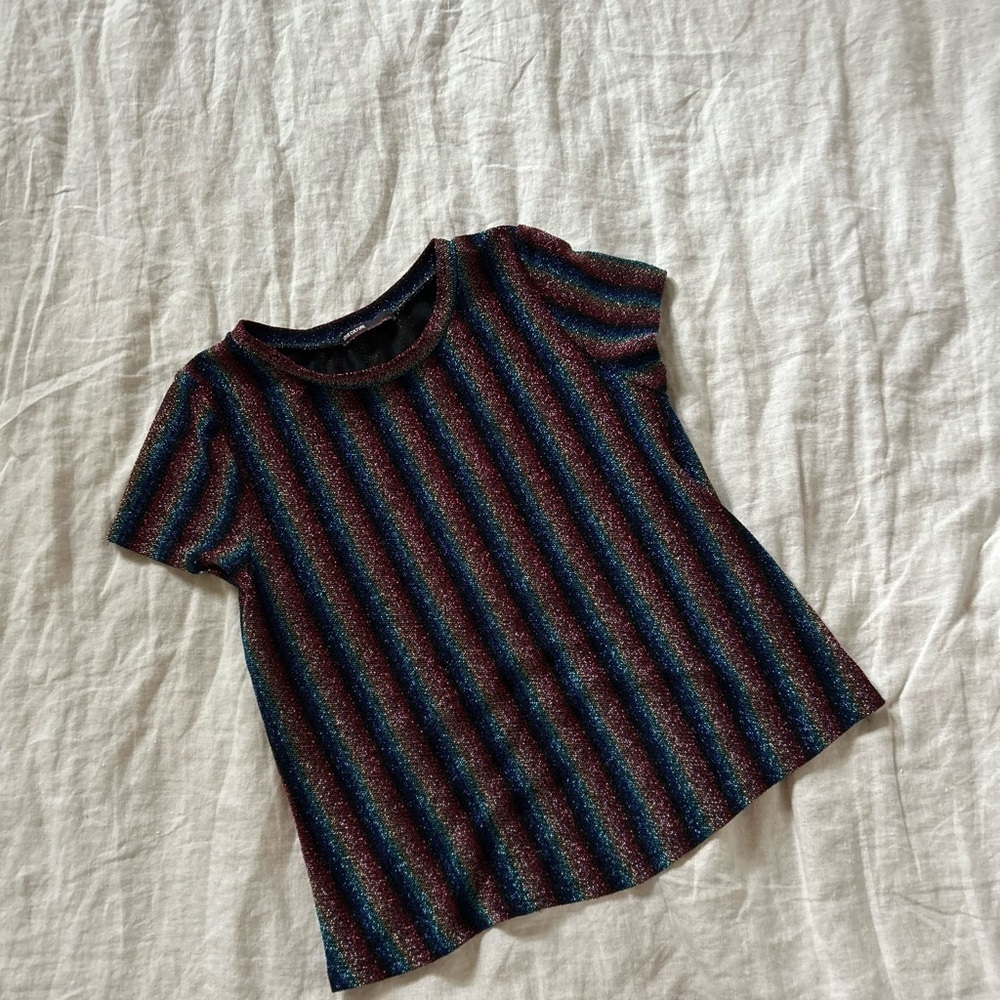 Love Culture Multicolor Striped Short Sleeve Tee - Picture 6 of 8